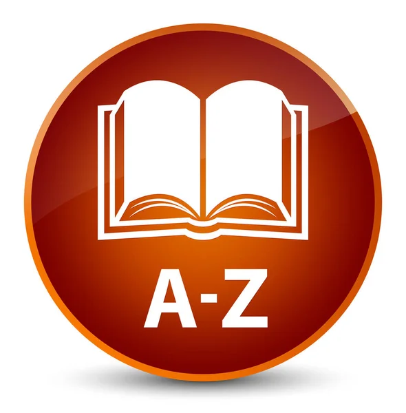 A-Z （书图标） 优雅棕色圆形按钮 — 图库照片