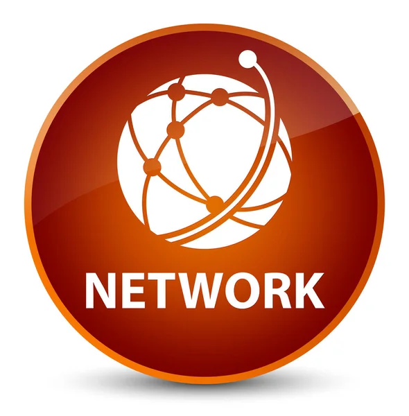 Rede (ícone de rede global) botão redondo marrom elegante — Fotografia de Stock