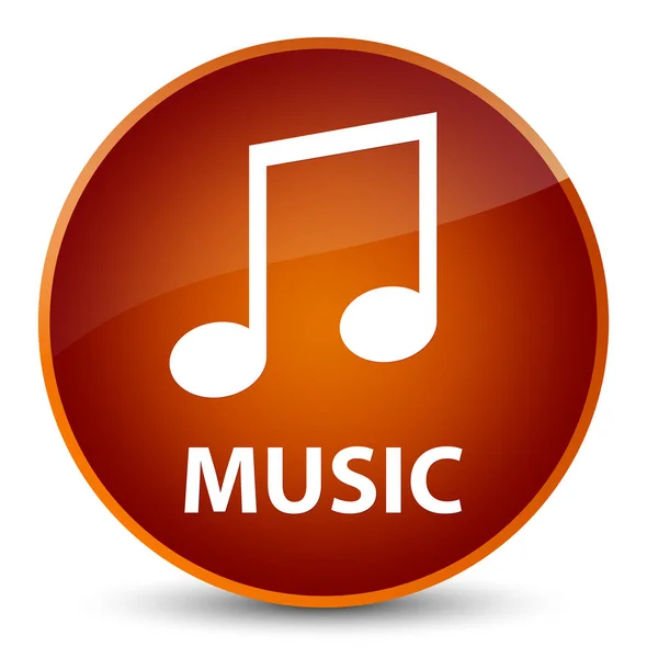Música (ícone de melodia) botão redondo marrom elegante — Fotografia de Stock