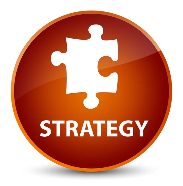 Strategia (icona puzzle) elegante pulsante rotondo marrone — Foto Stock