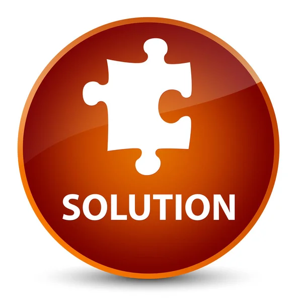 Solução (ícone de quebra-cabeça) botão redondo marrom elegante — Fotografia de Stock