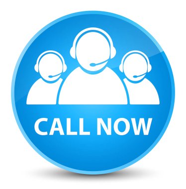 (Müşteri bakım ekibi simgesi) zarif camgöbeği mavi yuvarlak şimdi düğmesi