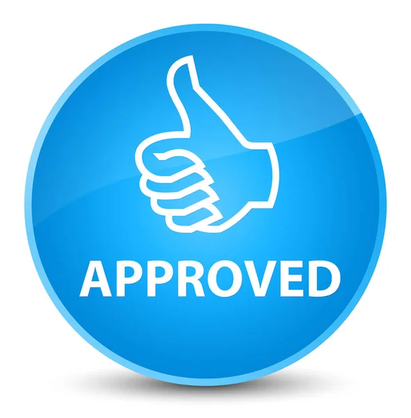 Approved (thumbs up icon) elegant cyan blue round button — Stock Photo, Image