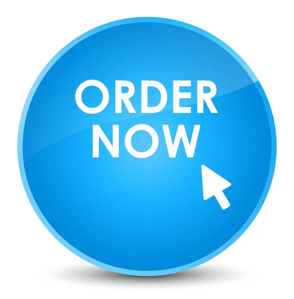 Order now elegant cyan blue round button — Stock Photo, Image