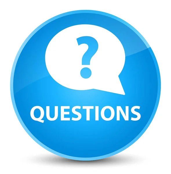 Questions (bubble icon) elegant cyan blue round button — Stock Photo, Image