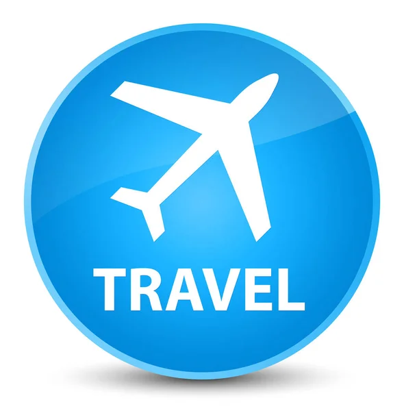 Viaje (icono de avión) botón redondo azul cian elegante — Foto de Stock