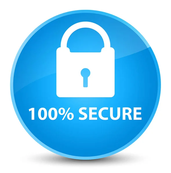 100% secure elegant cyan blue round button — Stock Photo, Image