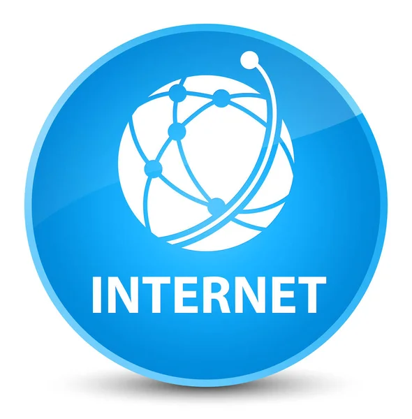 Internet (icône du réseau mondial) élégant bouton rond bleu cyan — Photo