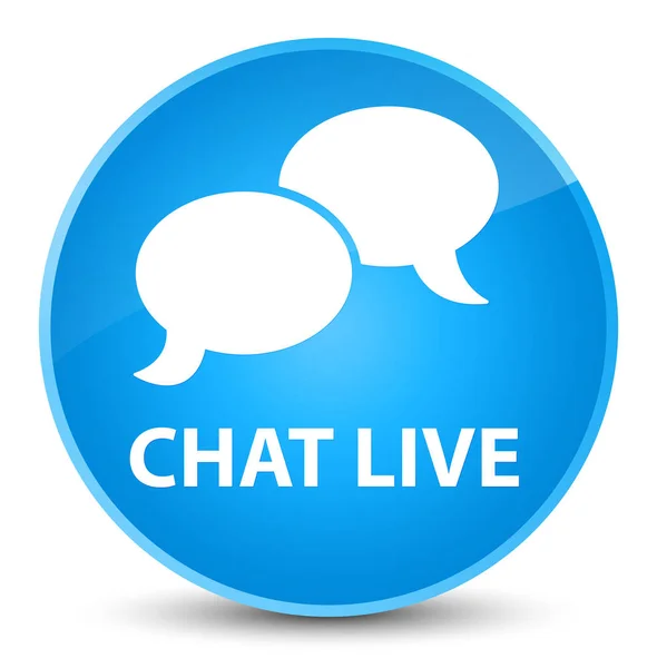 Chat live elegante cyaan blauw ronde knop — Stockfoto