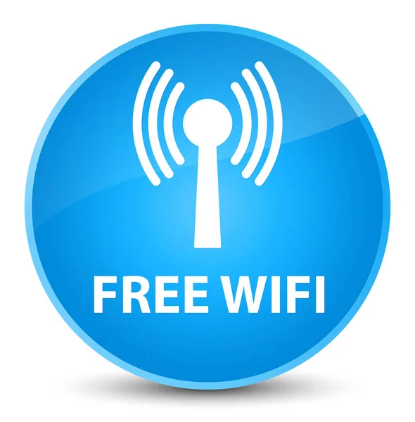 Wifi gratis (red wlan) elegante botón redondo azul cian — Foto de Stock