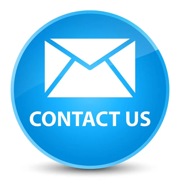 Contacte-nos (ícone de e-mail) botão redondo azul ciano elegante — Fotografia de Stock