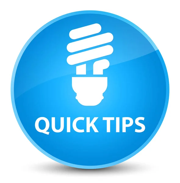 Quick tips (bulb icon) elegant cyan blue round button — Stock Photo, Image