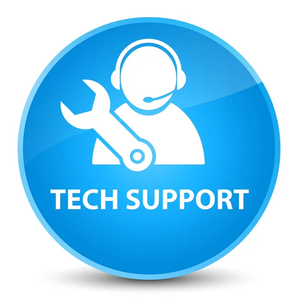 Tech support eleganta cyan blå runda knappen — Stockfoto