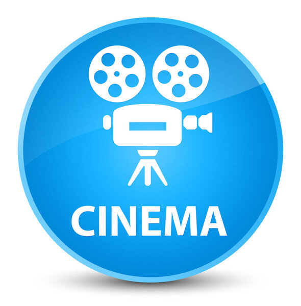 Cinema (video camera icon) isolated on elegant cyan blue round button abstract illustration