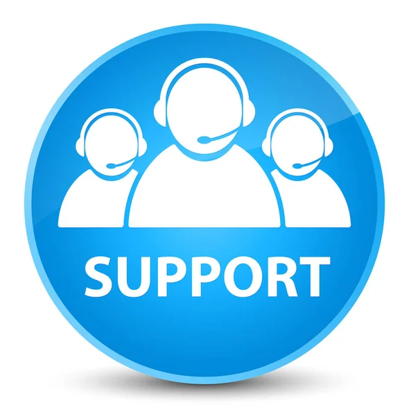 支持 （客户服务团队图标） 优雅青色蓝色圆形按钮 — 图库照片