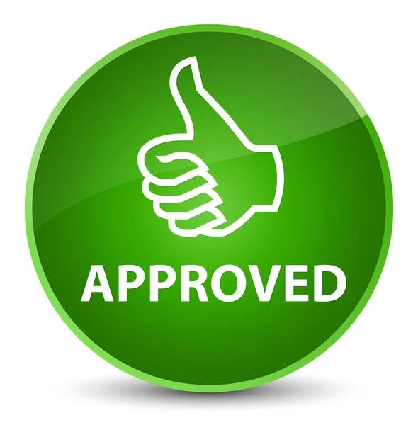 Approved (thumbs up icon) elegant green round button — Stock Photo, Image
