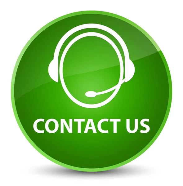 Contacte-nos (ícone de atendimento ao cliente) botão redondo verde elegante — Fotografia de Stock