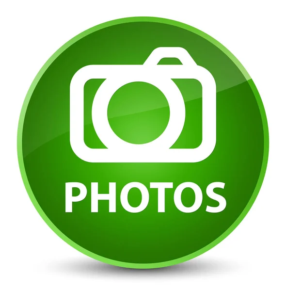 Φωτογραφίες (εικονίδιο κάμερας) κομψό πράσινο στρογγυλό κουμπί — Φωτογραφία Αρχείου