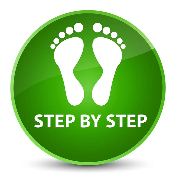 Step by step (footprint icon) elegant green round button — Stock Photo, Image