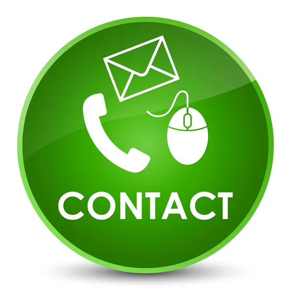Контакт (электронная почта и значок мыши) зеленая элегантная круглая кнопка — стоковое фото