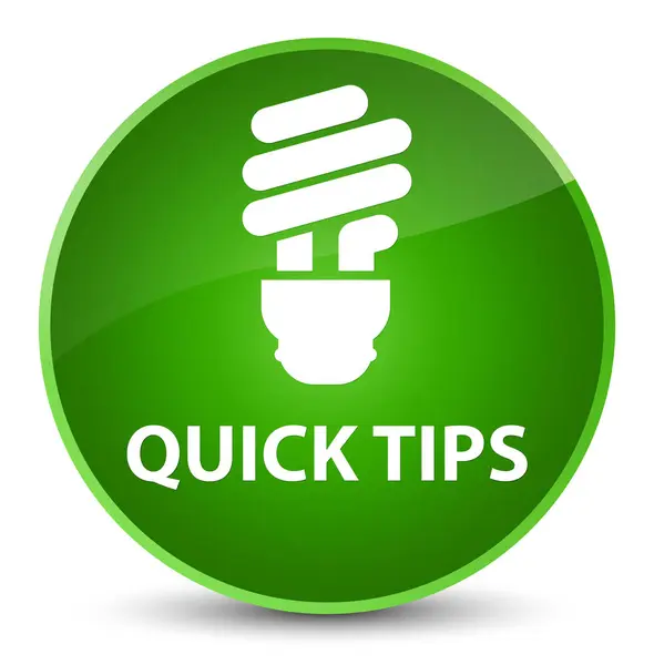 Quick tips (bulb icon) elegant green round button — Stock Photo, Image