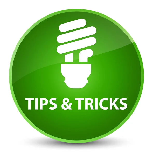 Tips and tricks (bulb icon) elegant green round button — Stock Photo, Image