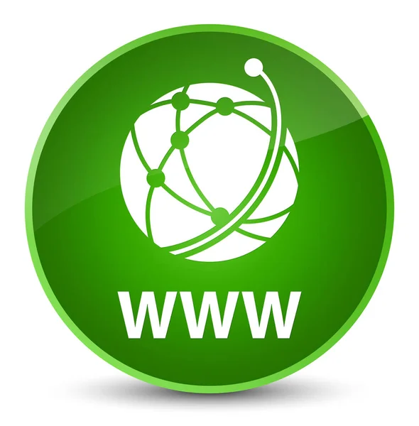 Www (küresel ağ simgesini) zarif yeşil yuvarlak düğmesi — Stok fotoğraf