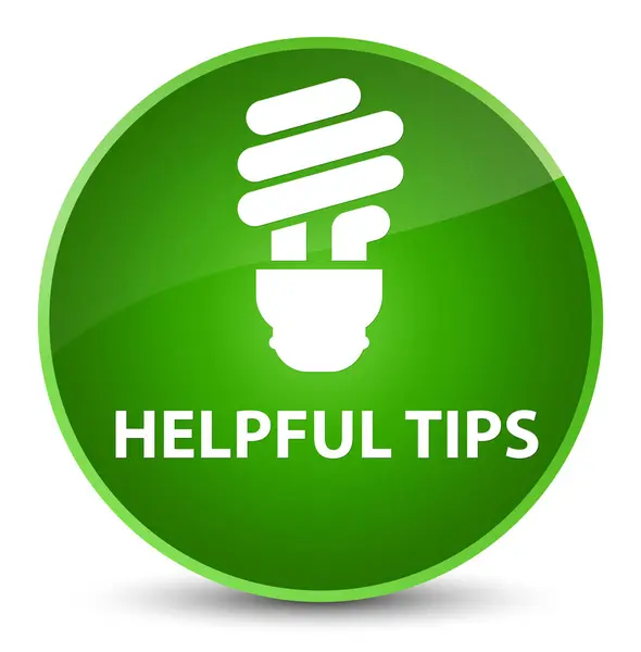 Χρήσιμες συμβουλές (εικονίδιο λάμπας) κομψό πράσινο στρογγυλό κουμπί — Φωτογραφία Αρχείου