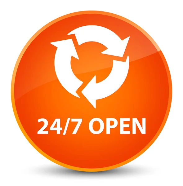 Bouton rond orange ouvert 24 / 7 — Photo