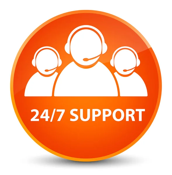 Soporte 24 / 7 (icono del equipo de atención al cliente) elegante trasero redondo naranja —  Fotos de Stock