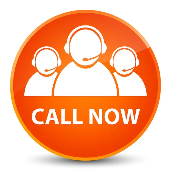 Call now (customer care team icon) elegant orange round button — Stock Photo, Image