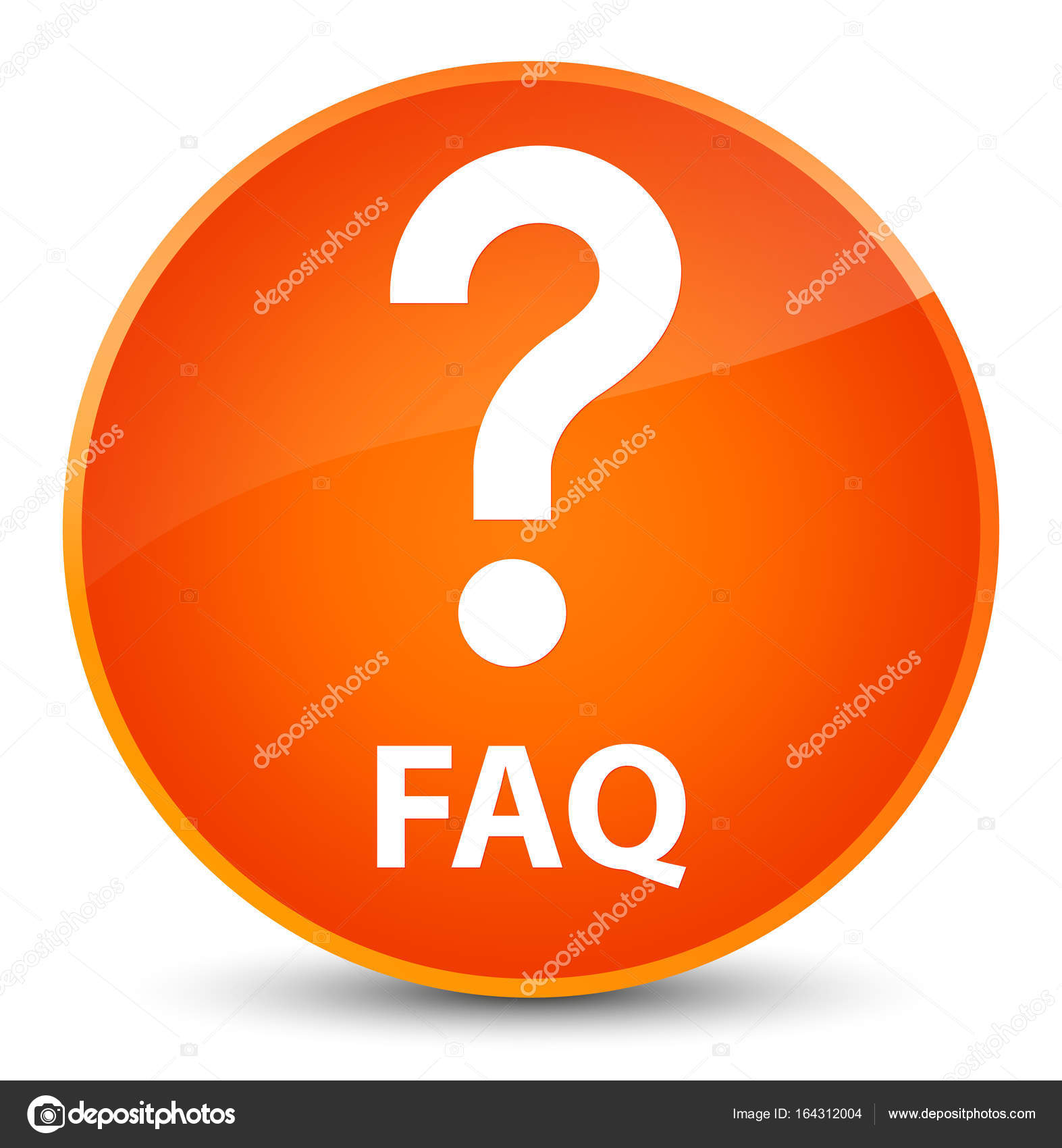Faq (ícone de pergunta) botão redondo laranja elegante — Foto © FR_Design  #164312004, image size:1573x1700