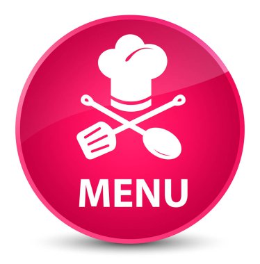 Menü (Restoran simgesi) zarif pembe yuvarlak düğmesi
