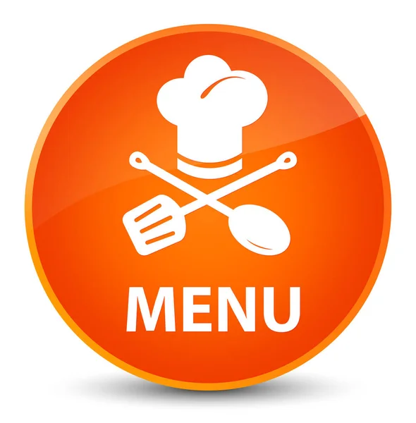 Eleganckie pomarańczowy okrągły przycisk menu (ikona restauracja) — Zdjęcie stockowe