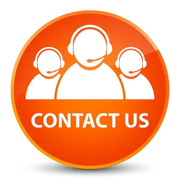 Επικοινωνήστε μαζί μας (εικονίδιο ομάδας φροντίδας πελατών) κομψό πορτοκαλί στρογγυλό κουμπί — Φωτογραφία Αρχείου