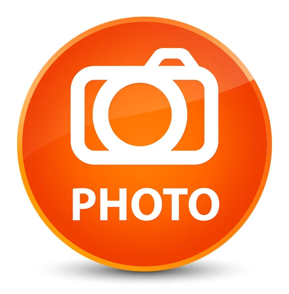 Elegantní oranžové kulaté tlačítko Photo (ikona fotoaparátu) — Stock fotografie