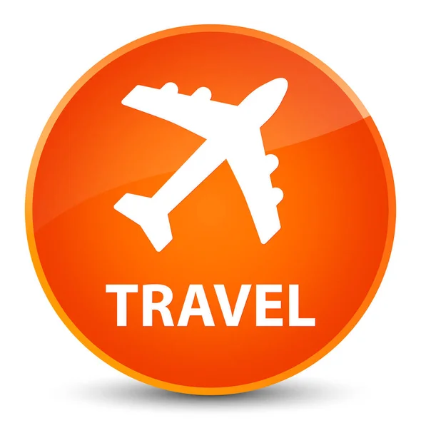 여행 (비행기 아이콘) 우아한 오렌지 라운드 버튼 — 스톡 사진