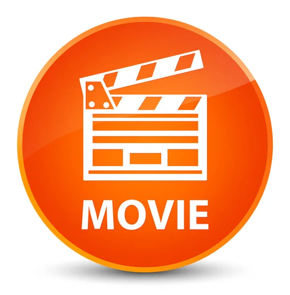 Elegante oranje ronde knop film (pictogram van de clip van de film) — Stockfoto