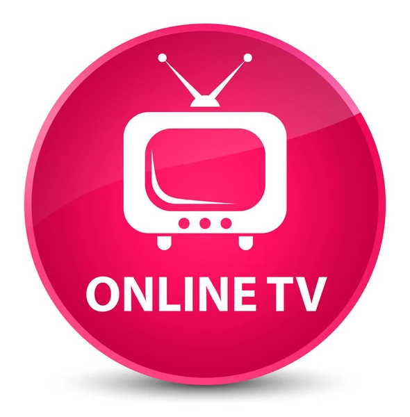 Online tv elegante botón redondo rosa —  Fotos de Stock