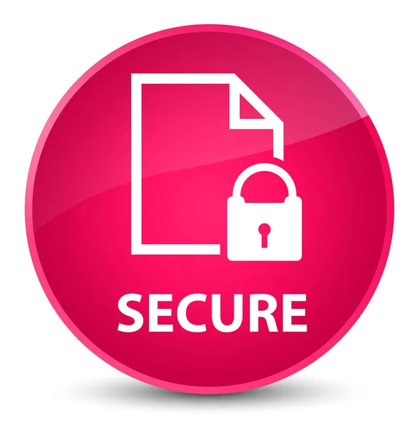 Secure (document page padlock icon) elegant pink round button — Stock Photo, Image