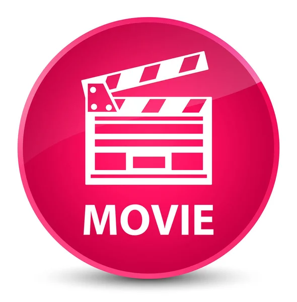Κομψό ροζ ταινία (σινεμά εικονίδιο συνδετήρα) στρογγυλό κουμπί — Φωτογραφία Αρχείου