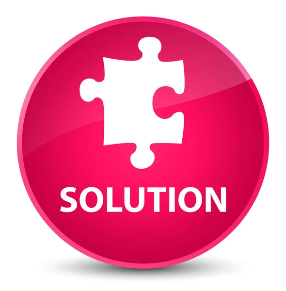 Solução (ícone de quebra-cabeça) botão redondo rosa elegante — Fotografia de Stock