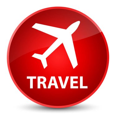 Seyahat (uçak simgesi) zarif kırmızı yuvarlak düğmesi