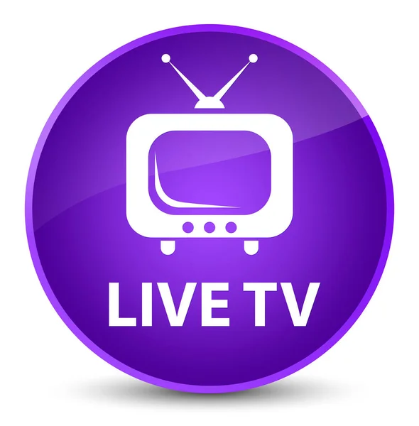 TV en vivo elegante botón redondo morado —  Fotos de Stock