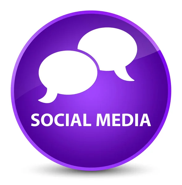 Mídia social (ícone de bolha de bate-papo) botão redondo roxo elegante — Fotografia de Stock