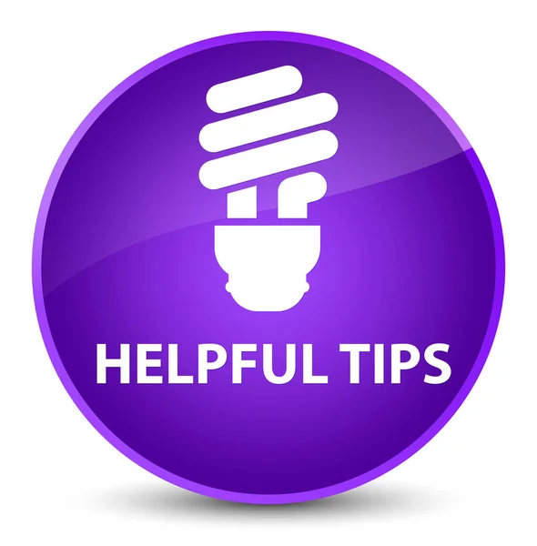 Consejos útiles (icono de la bombilla) botón redondo púrpura elegante —  Fotos de Stock