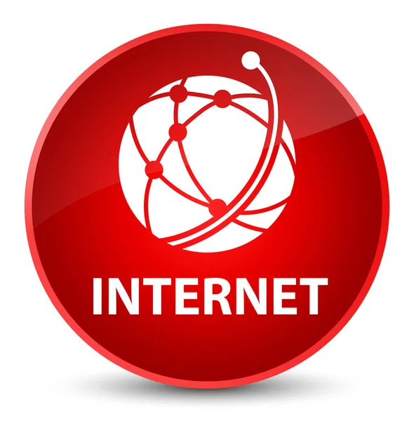 Internet (icône du réseau mondial) élégant bouton rond rouge — Photo