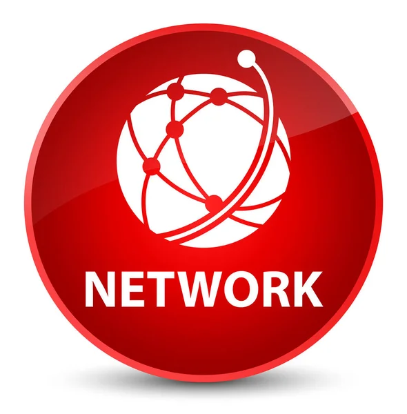 Rede (ícone de rede global) elegante botão redondo vermelho — Fotografia de Stock