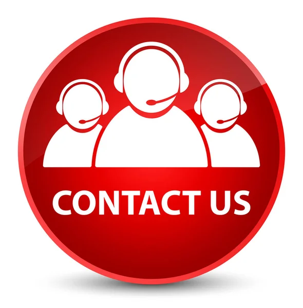 Επικοινωνήστε μαζί μας (εικονίδιο ομάδας φροντίδας πελατών) κομψό κόκκινο στρογγυλό κουμπί — Φωτογραφία Αρχείου
