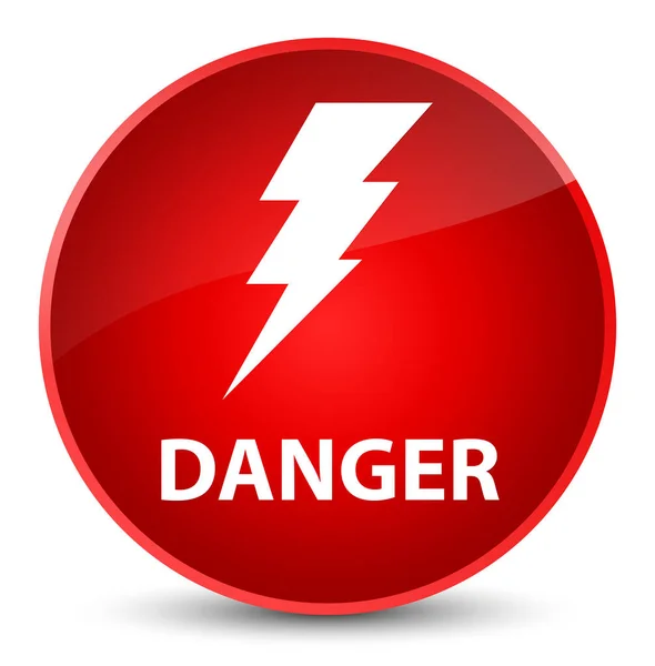 Tehlike (elektrik simgesi) zarif kırmızı yuvarlak düğmesi — Stok fotoğraf